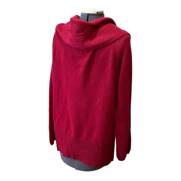 WHBM WOOL, CASHMERE & RABBIT HAIR LONG SLEEVE RED COWL SWEATER - Picture 4 of 9